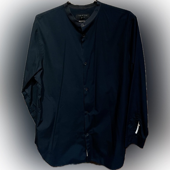 Rag & Bone | Mens Black Collarless Dress Shirt Size | XL - Picture 1 of 4